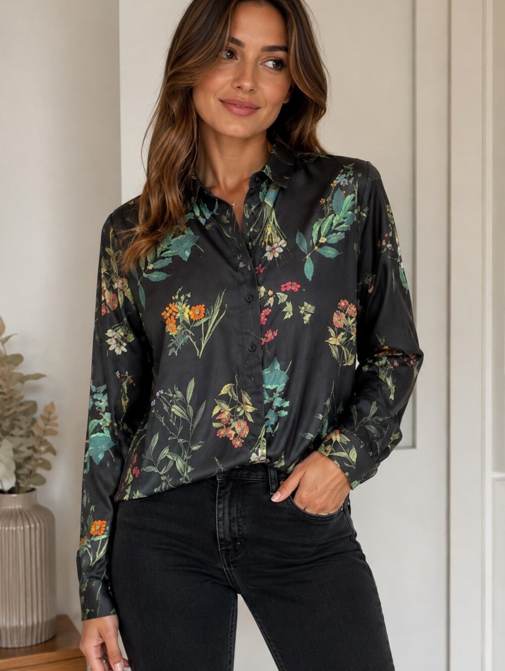 SIMONS FLORAL BUTTON DOWN SHIRT SIZE MEDIUM